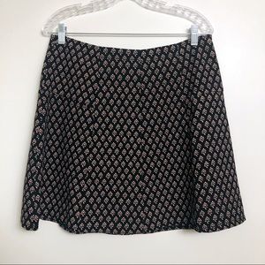 Loft | Floral Plant Patterned Black Skirt